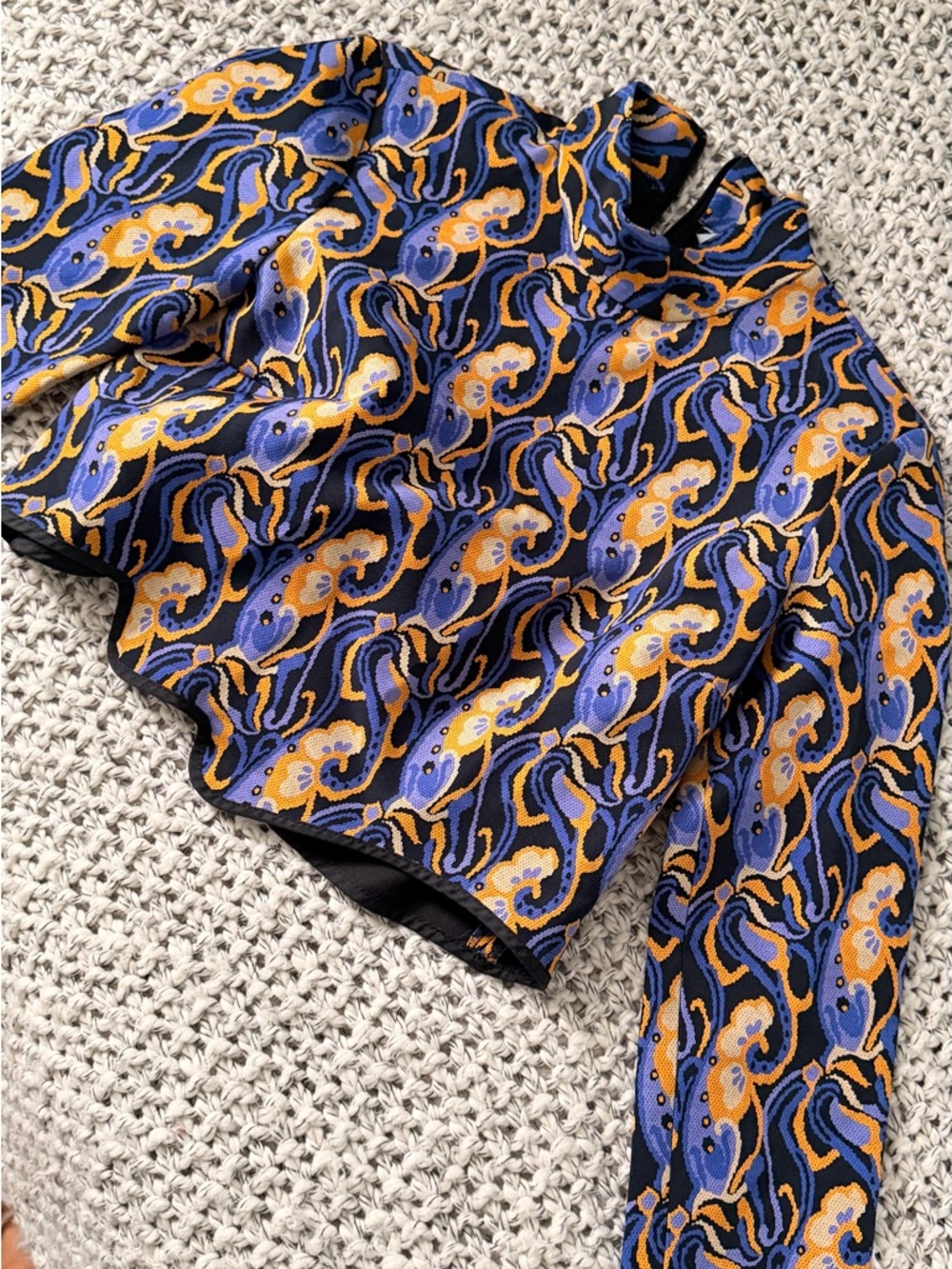 Zara long sleeve Top with purple & yellow Abstract Print